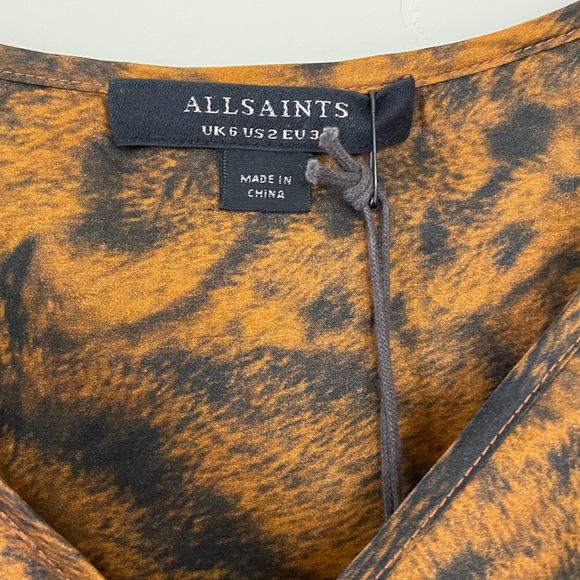 ALLSAINTS Penny Grizedale Cat Print Wrap Front Blouse - Picture 4 of 12